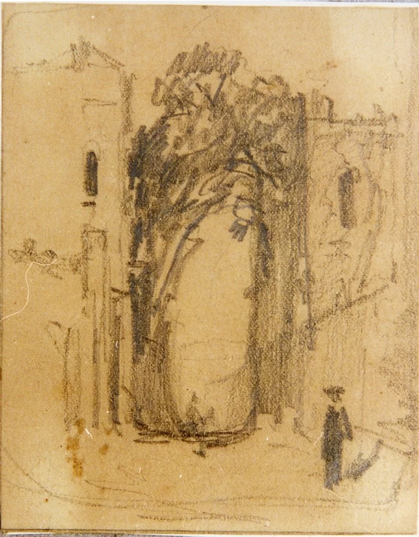 Schizzo di strada con figura - Certosa e Museo Nazionale S. Martino, Napoli